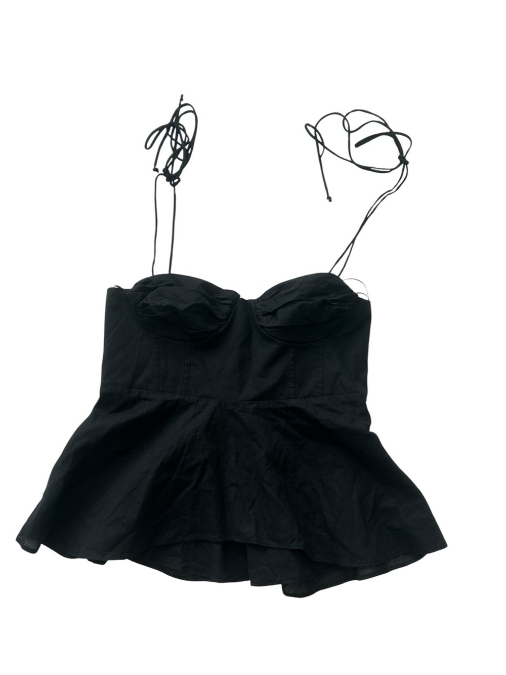 Zara Black Tie-Shoulder Bustier Peplum Top - Picture 3 of 8